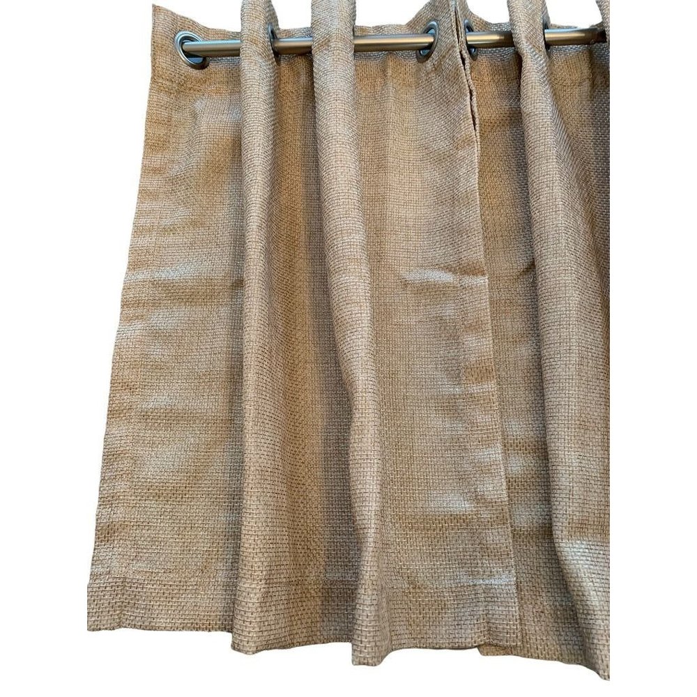 Set of 2 Curtain Panels Lined Grommet 50 x 23" Tan Woven Look